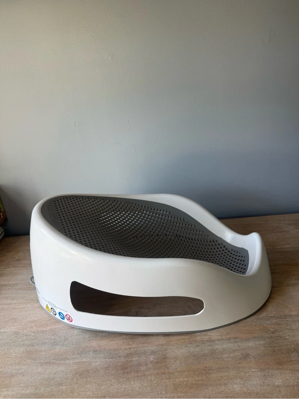 White and Gray Infant Bath Support - Brand: Not Clearly Visible